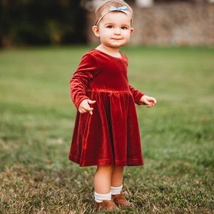 Hanna Andersson Red Velour Skater Dress 18-24m